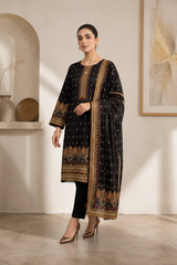 Midnight Noir Printed 3-Piece Lawn Suit with Dupatta