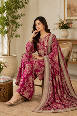 Luxury Magenta Pakistani 3 Piece Suit with Dupatta