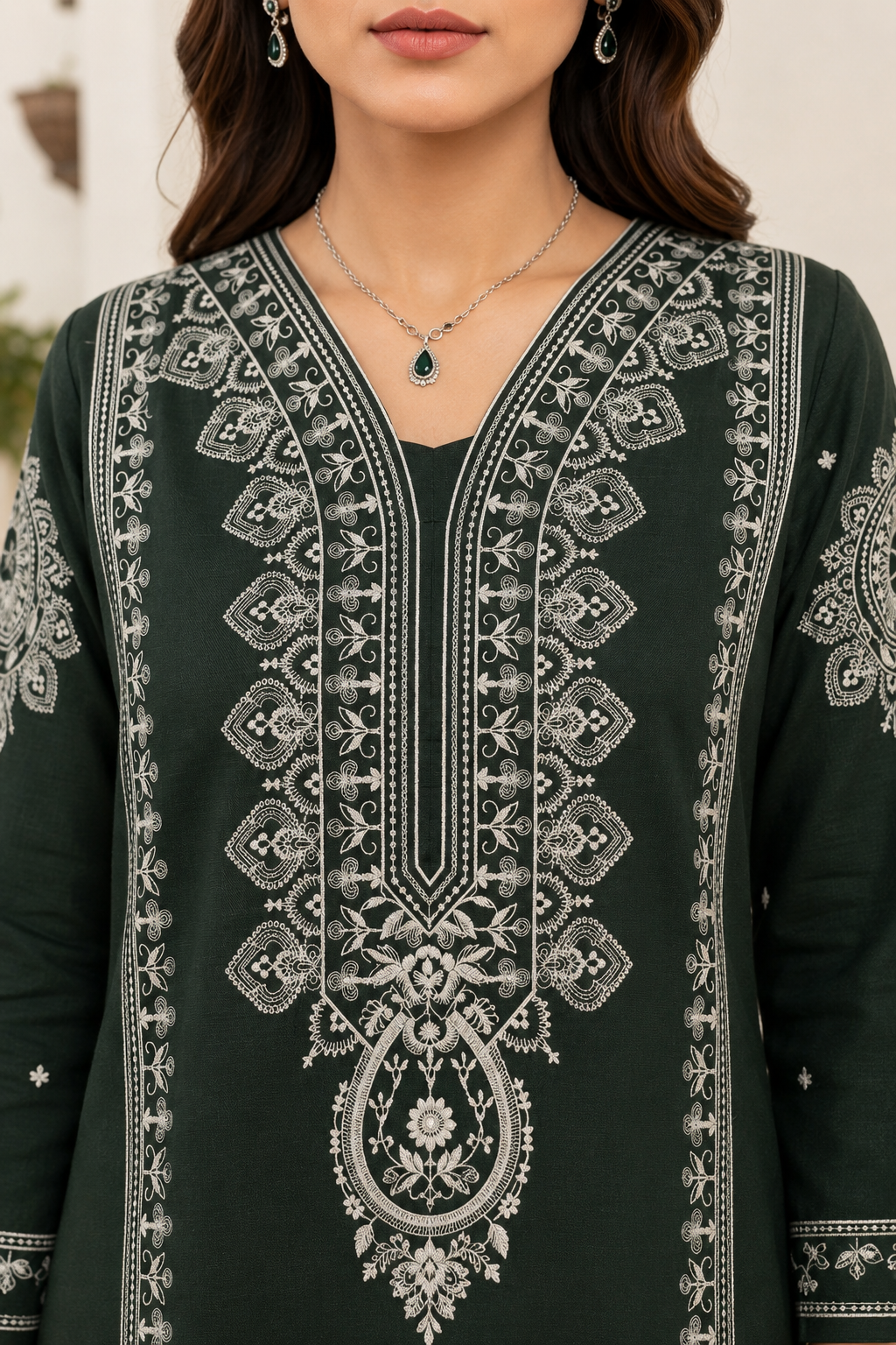 Elegant Emerald Green 3-Piece Lawn Suit with Dupatta