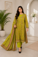Mehreen Lime Green Paisley Embroidered 3-Piece Pakistani Suit