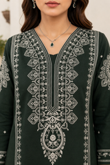 Elegant Emerald Green 3-Piece Lawn Suit with Dupatta