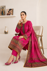 Luxury Fuchsia Printed 3-Piece Lawn Suit with Dupatta